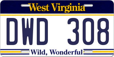WV license plate DWD308