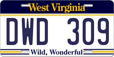 WV license plate DWD309