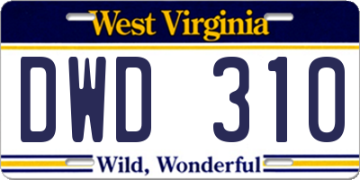 WV license plate DWD310