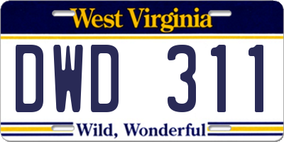 WV license plate DWD311
