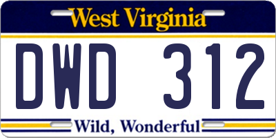 WV license plate DWD312