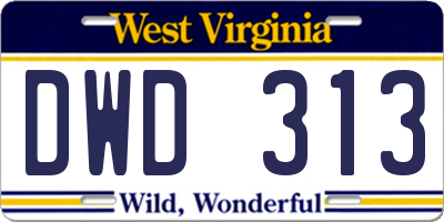WV license plate DWD313