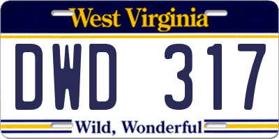 WV license plate DWD317