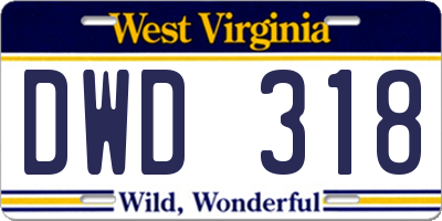 WV license plate DWD318