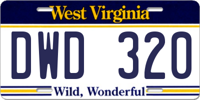 WV license plate DWD320