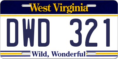 WV license plate DWD321
