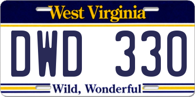 WV license plate DWD330