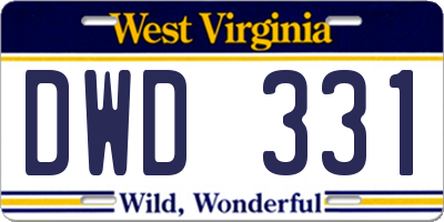 WV license plate DWD331
