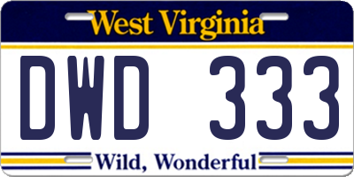 WV license plate DWD333