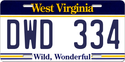 WV license plate DWD334