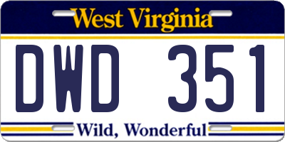 WV license plate DWD351
