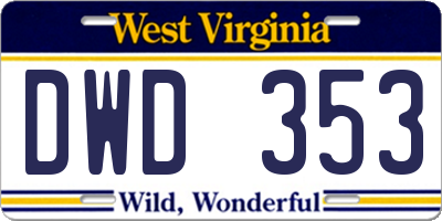 WV license plate DWD353