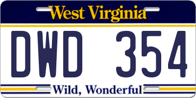 WV license plate DWD354
