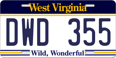 WV license plate DWD355