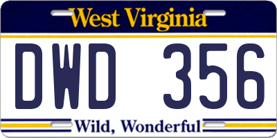 WV license plate DWD356