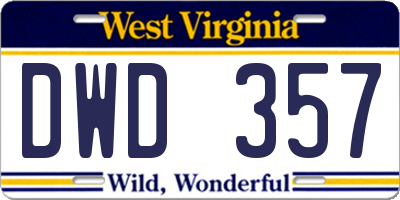 WV license plate DWD357
