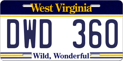WV license plate DWD360