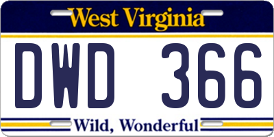 WV license plate DWD366