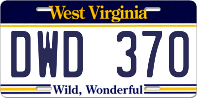 WV license plate DWD370