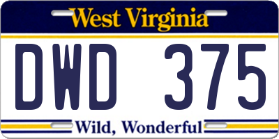 WV license plate DWD375