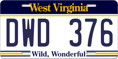 WV license plate DWD376