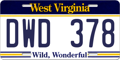 WV license plate DWD378