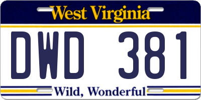 WV license plate DWD381