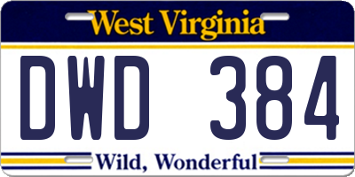 WV license plate DWD384