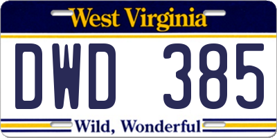 WV license plate DWD385