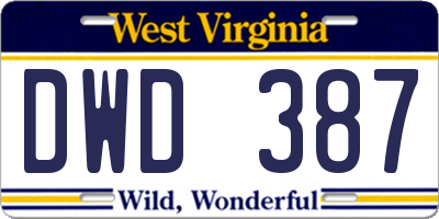WV license plate DWD387