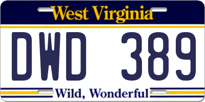 WV license plate DWD389