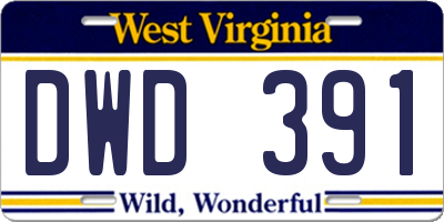 WV license plate DWD391