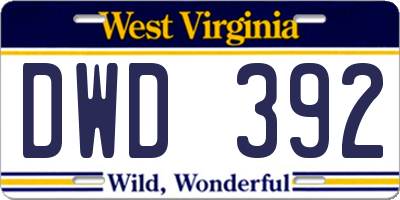 WV license plate DWD392