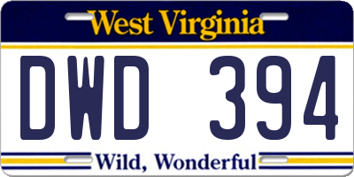 WV license plate DWD394