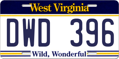 WV license plate DWD396