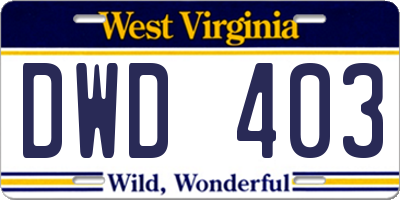 WV license plate DWD403