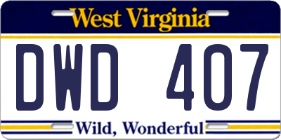 WV license plate DWD407