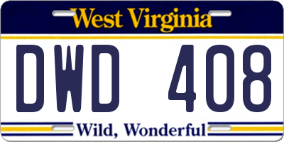 WV license plate DWD408