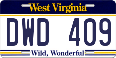 WV license plate DWD409