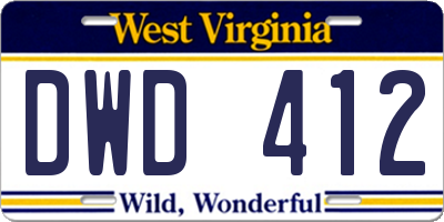 WV license plate DWD412