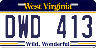 WV license plate DWD413