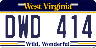 WV license plate DWD414