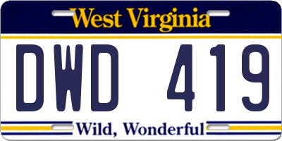 WV license plate DWD419