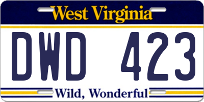WV license plate DWD423
