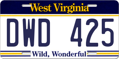 WV license plate DWD425