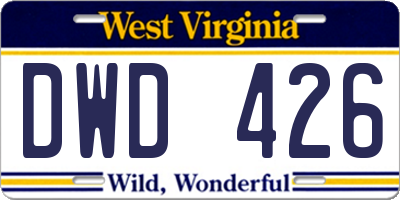 WV license plate DWD426