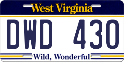 WV license plate DWD430