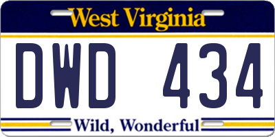 WV license plate DWD434