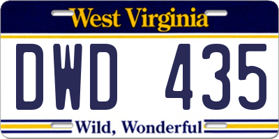 WV license plate DWD435