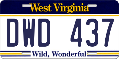 WV license plate DWD437